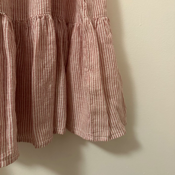NWT beachlunchlounge Red and White Stripe Ruffle Cotton Linen Dress | Medium - Picture 3 of 9